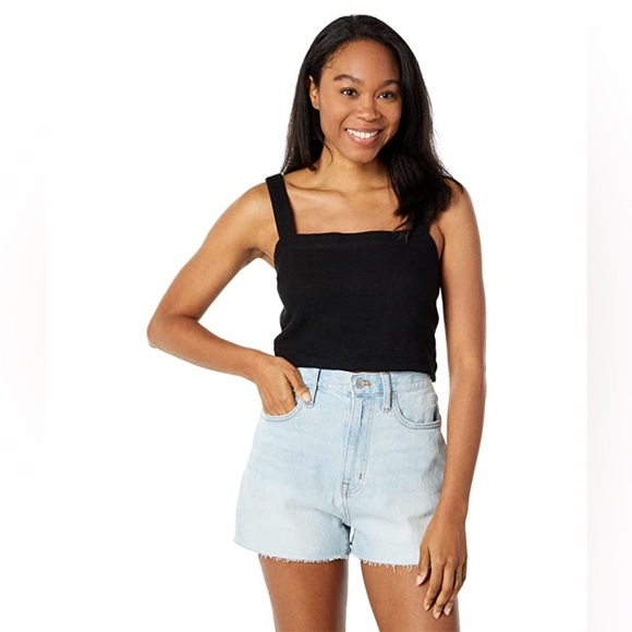 NWT!! Madewell - Breezewoven Abbie Crop Top - Black - Size Small - Picture 1 of 9